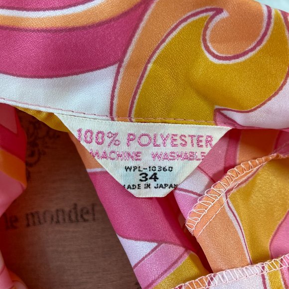 Vintage 60's Mod Blouse Psychedelic paisley print Fun Funky Trippy - Picture 6 of 6